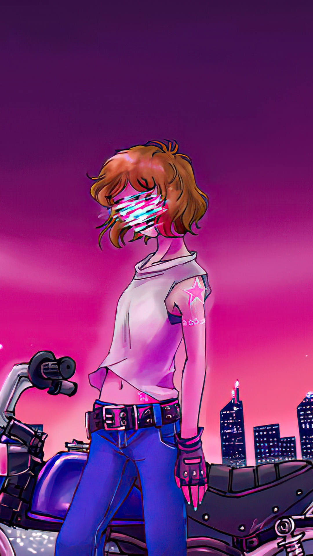 Обои цифровое искусство, арт, аниме арт, Synthwave, живопись в разрешении 1080x1920