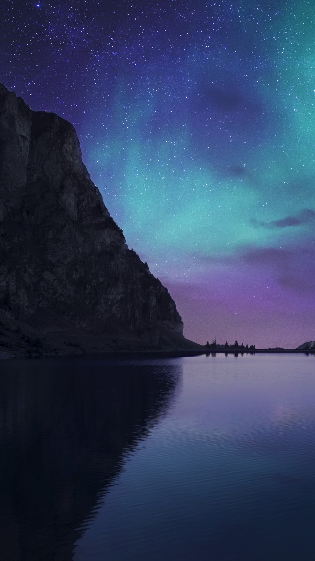 Обои Аврора, природа, отражение, ночь, атмосфера в разрешении 1080x1920