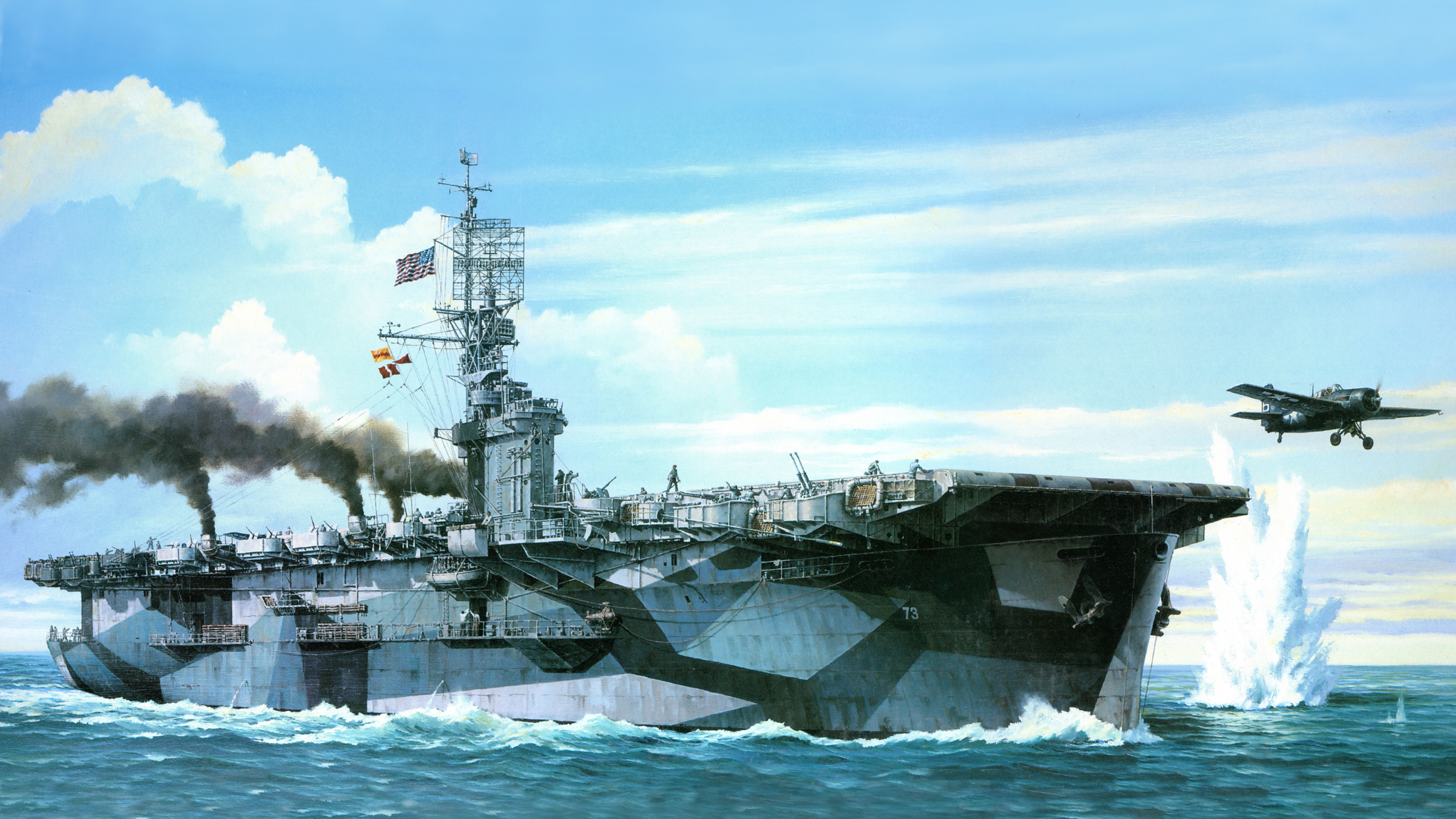 Обои Перевозчик эскорта, авианосец, военный корабль, корабль, Линкор в разрешении 3840x2160