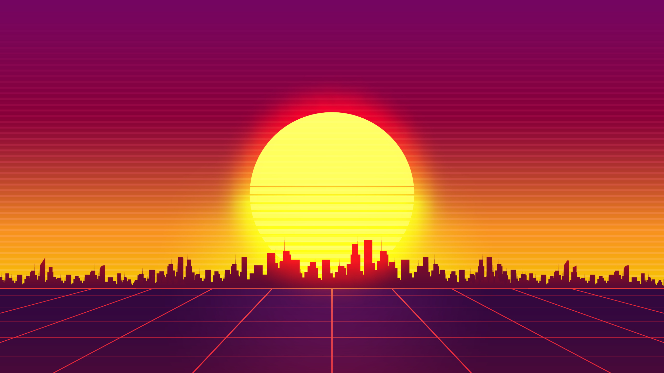 Обои Synthwave, атмосфера, экорегион, природа, окружающая среда в разрешении 2560x1440