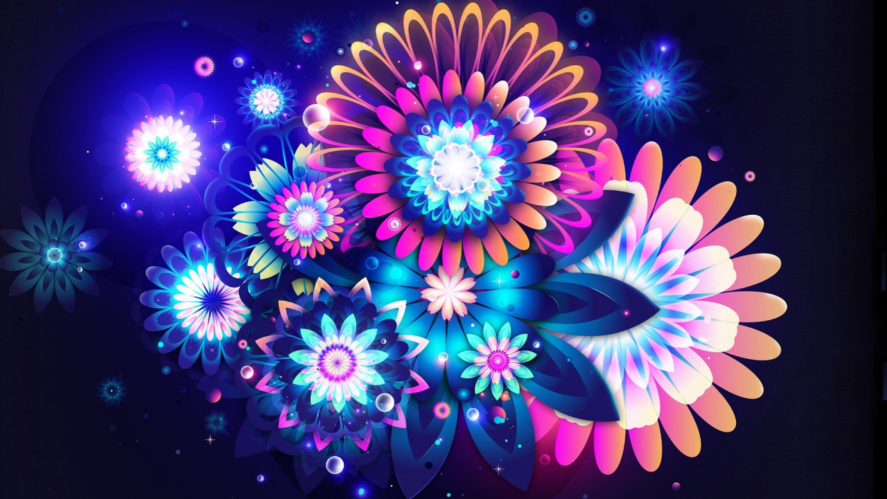 Обои фрактальное искусство, сиреневые, спецэффекты, пурпур, салют в разрешении 1280x720