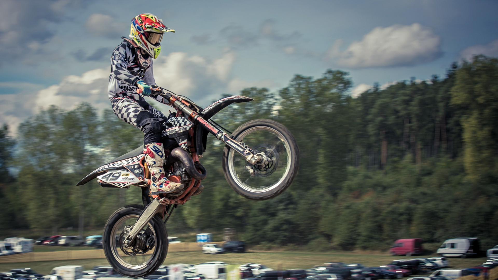 Обои Фристайл мотокросс, мотокросс, мотоцикл, гоночный, автоспорт в разрешении 1920x1080