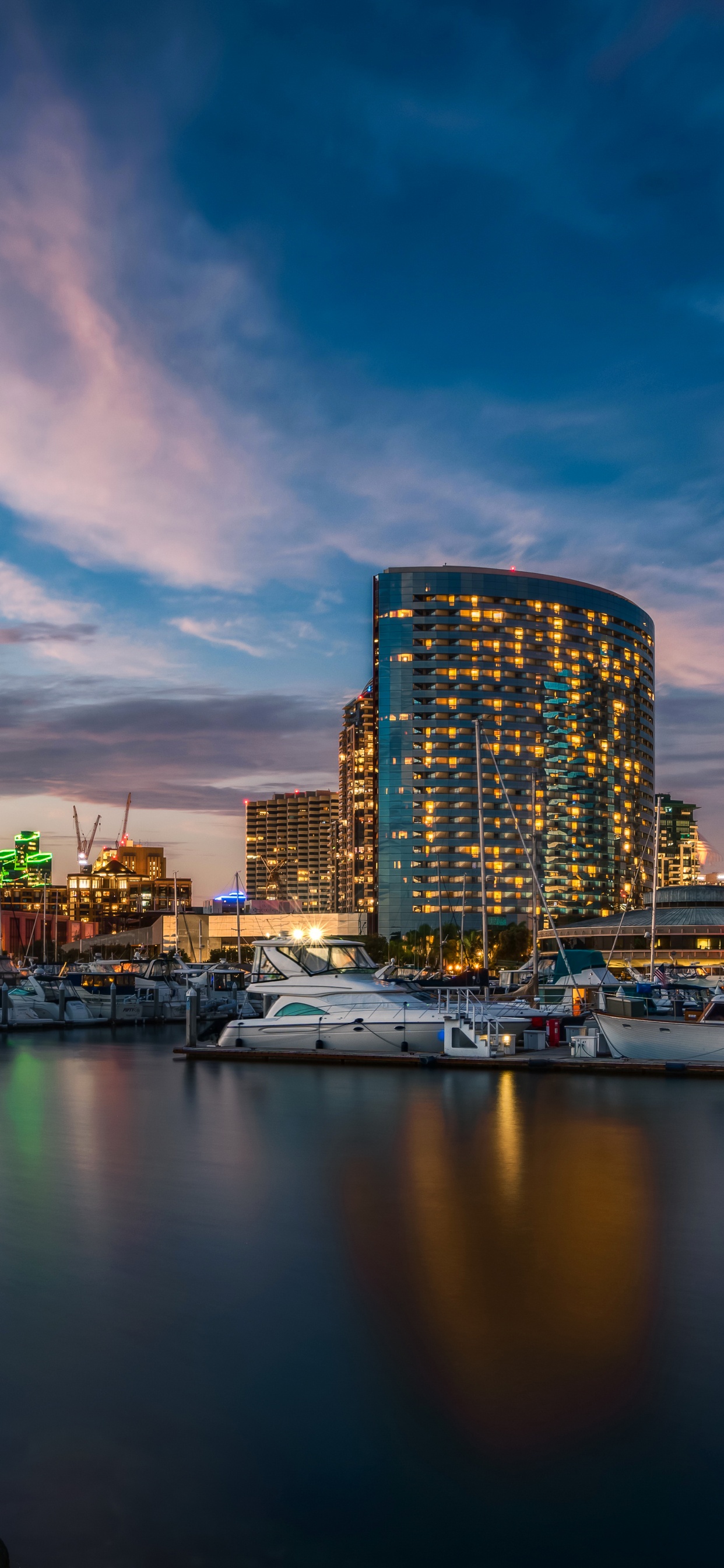 Обои Сан Диего, городской пейзаж, город, городской район, отражение в разрешении 1242x2688