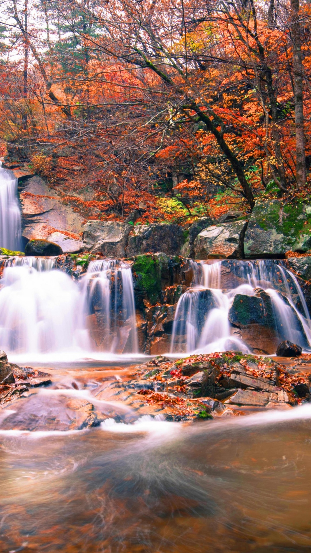 Обои водопад, водоем, природа, вода, поток в разрешении 1080x1920