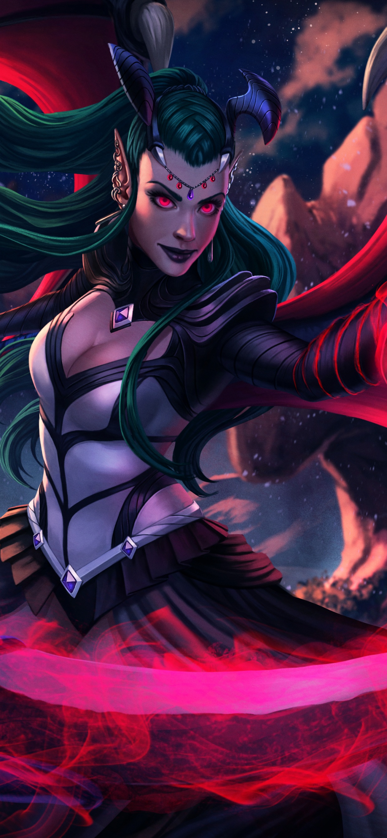 Обои графический дизайн, иллюстрация, демон, арт, сверхъестественное существо в разрешении 1242x2688