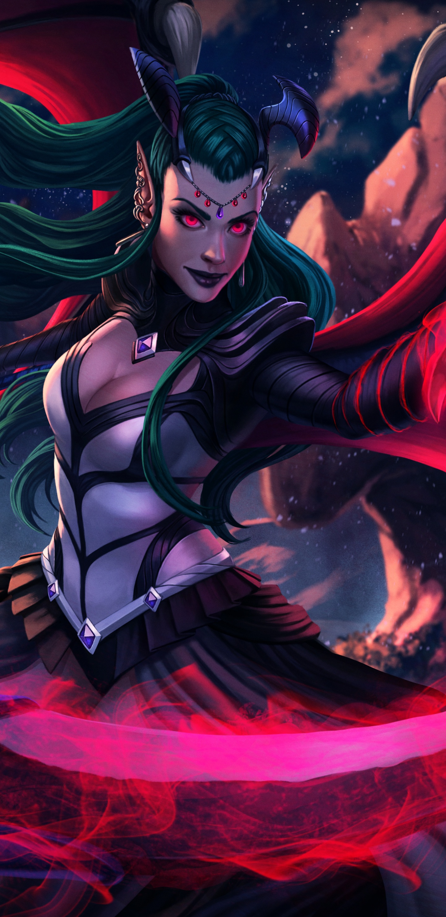 Обои графический дизайн, иллюстрация, демон, арт, сверхъестественное существо в разрешении 1440x2960