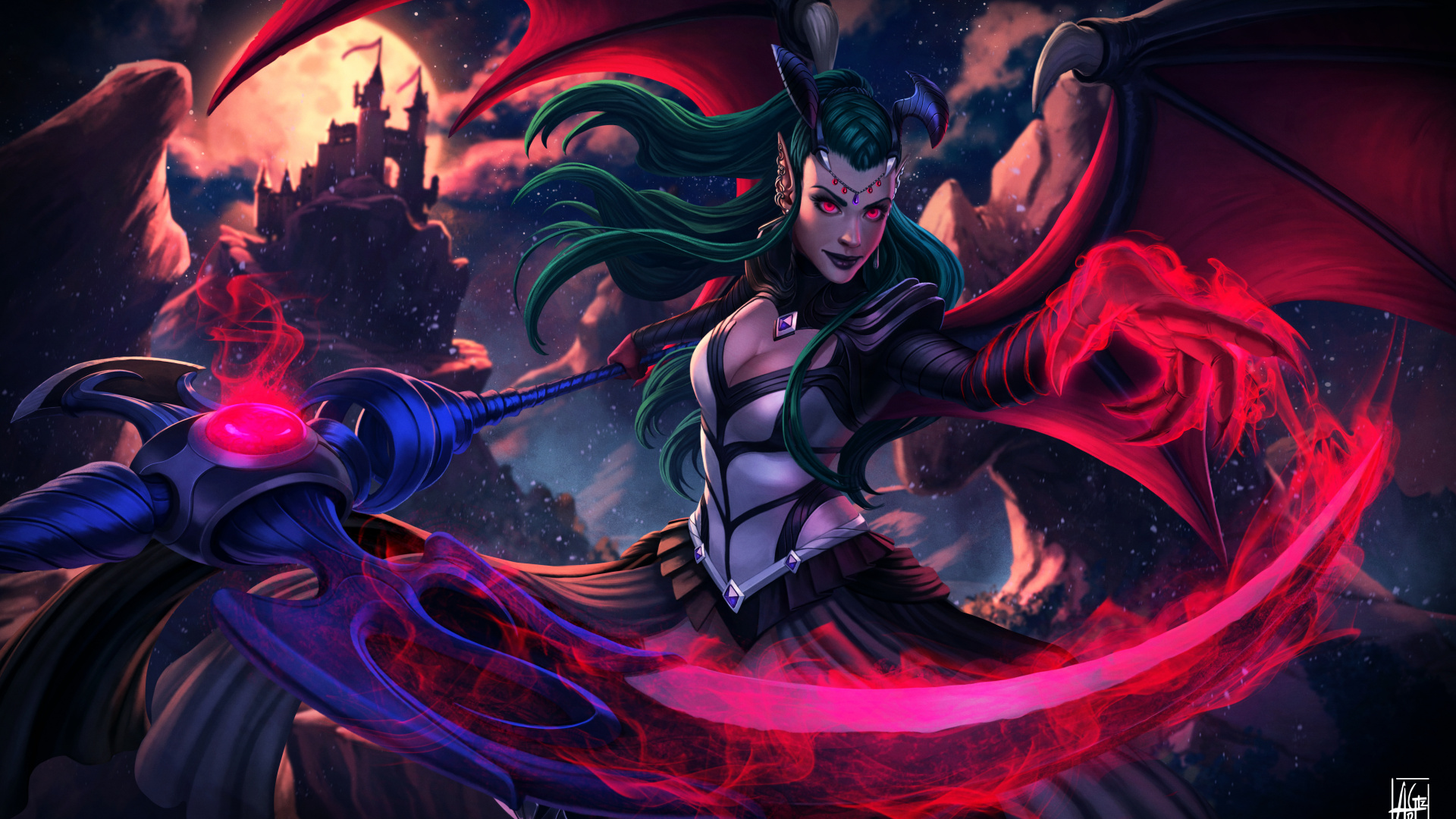 Обои графический дизайн, иллюстрация, демон, арт, сверхъестественное существо в разрешении 1920x1080