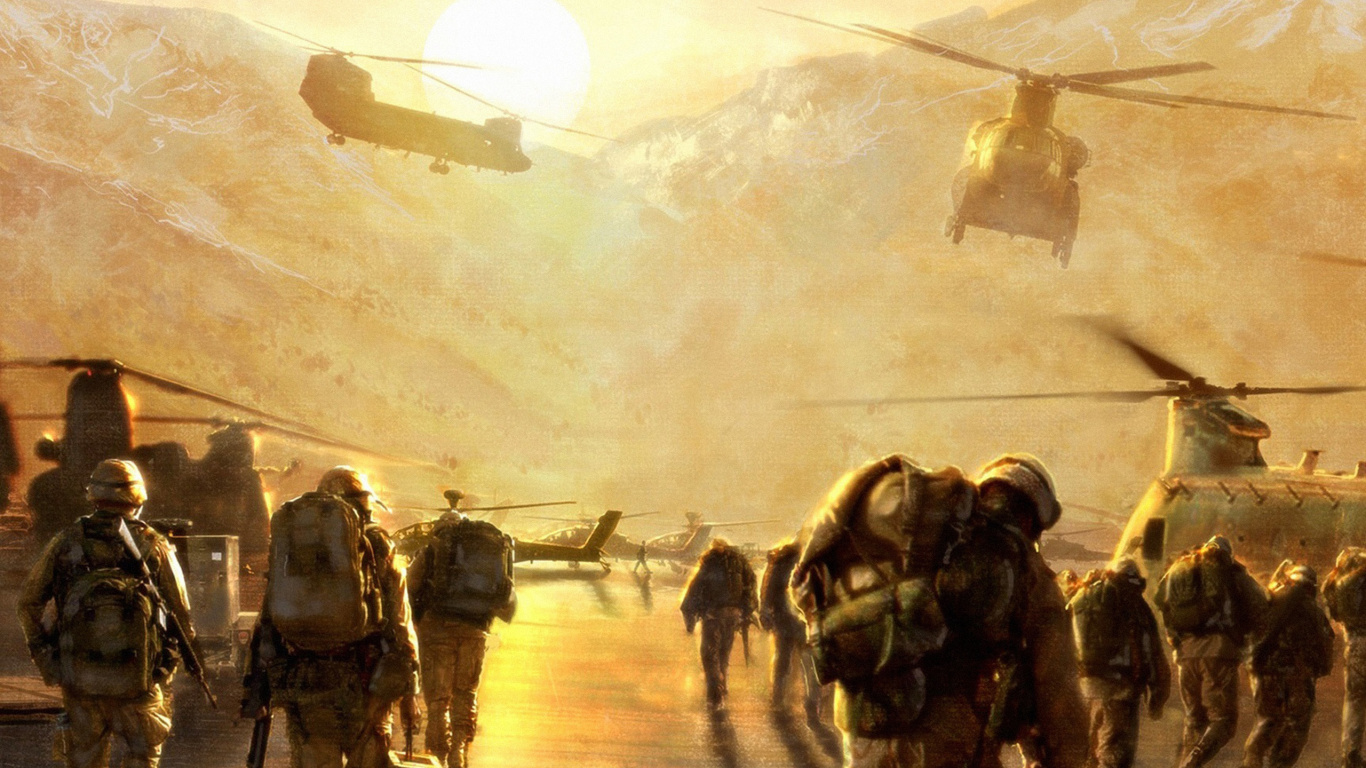 Обои отряд, небо в разрешении 1366x768