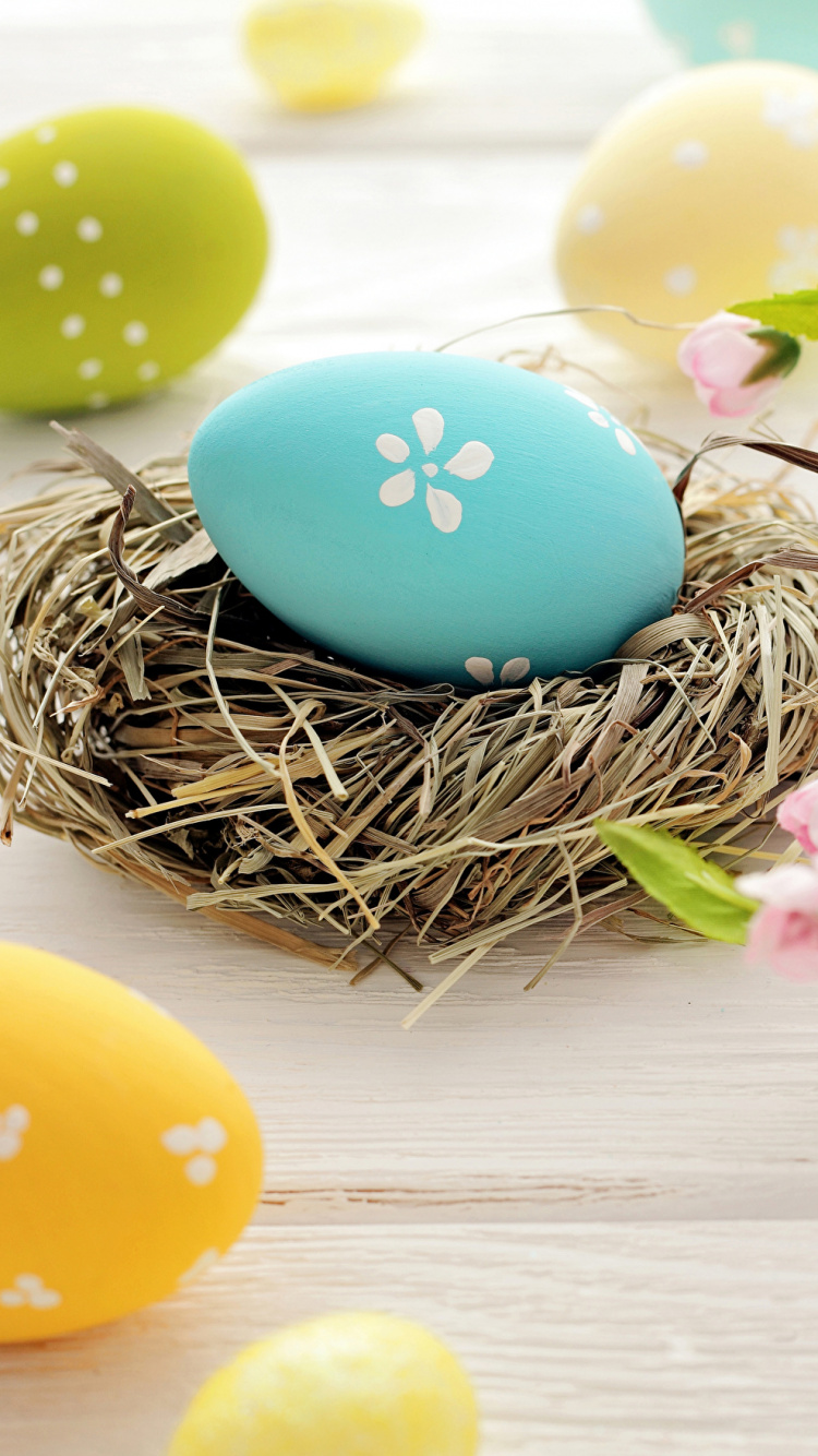 Обои пасхальное яйцо, праздник, пасха, яйцо, пасхальная корзина в разрешении 750x1334