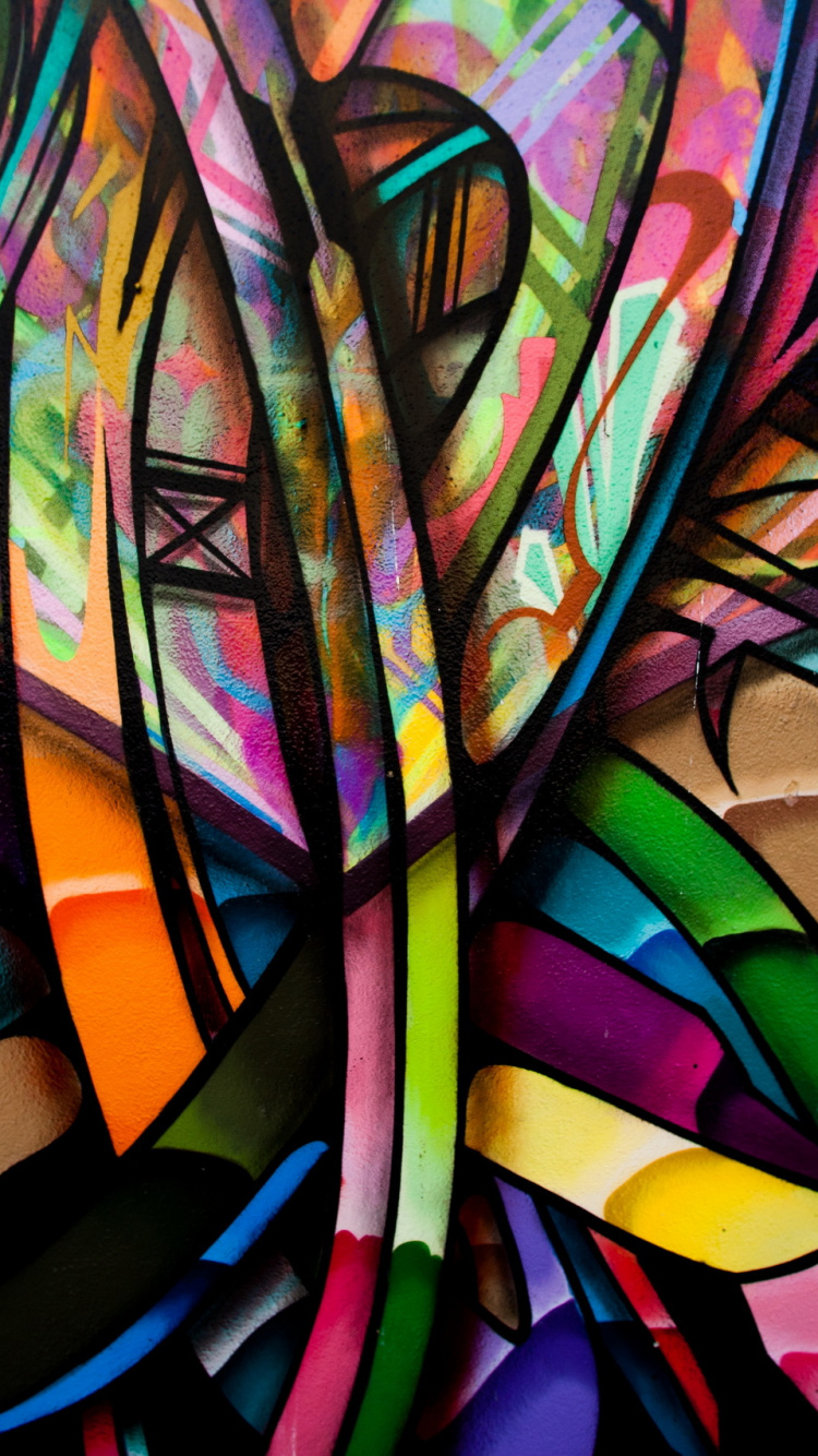 Обои граффити, уличное искусство, арт, психоделическое искусство, графический дизайн в разрешении 750x1334