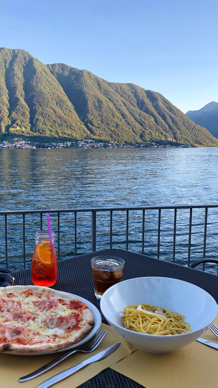 Обои море, завтрак, Кулинария, пища, горный рельеф в разрешении 750x1334