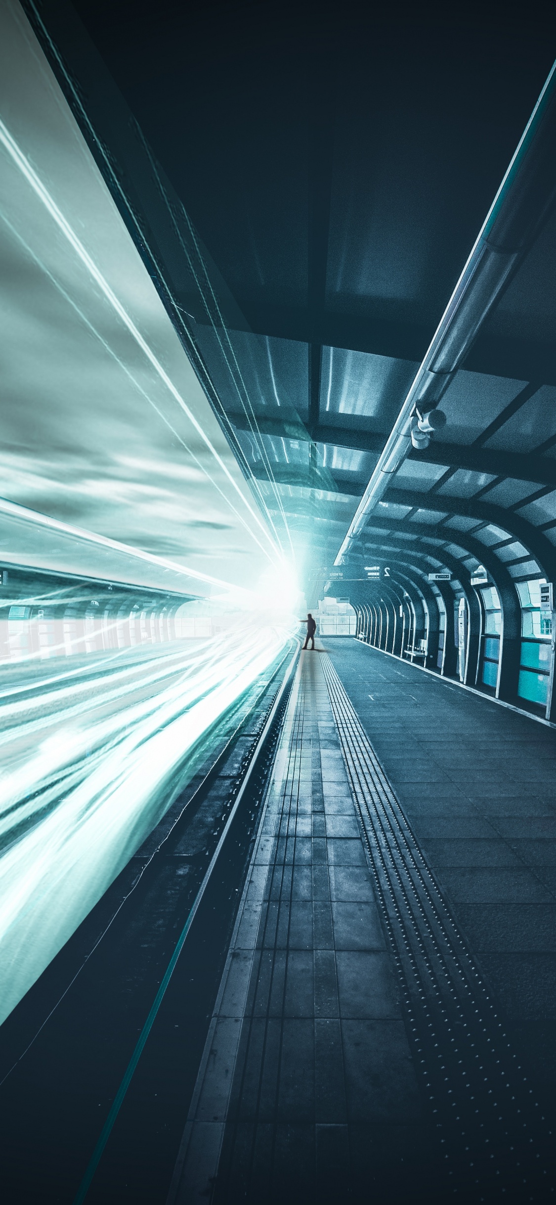 Обои свет, синий, архитектура, линия, инфраструктура в разрешении 1125x2436