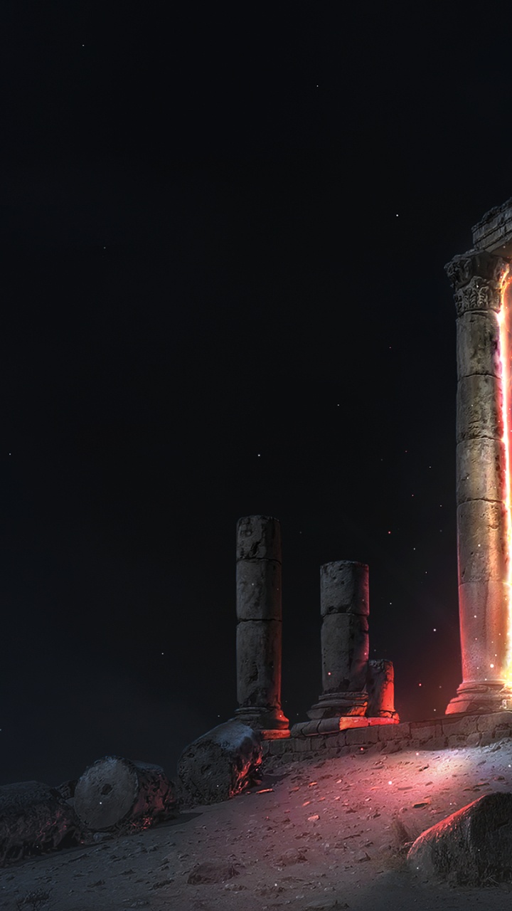 Обои ночь, арт, цифровое искусство, автомобильное освещение, газ в разрешении 720x1280