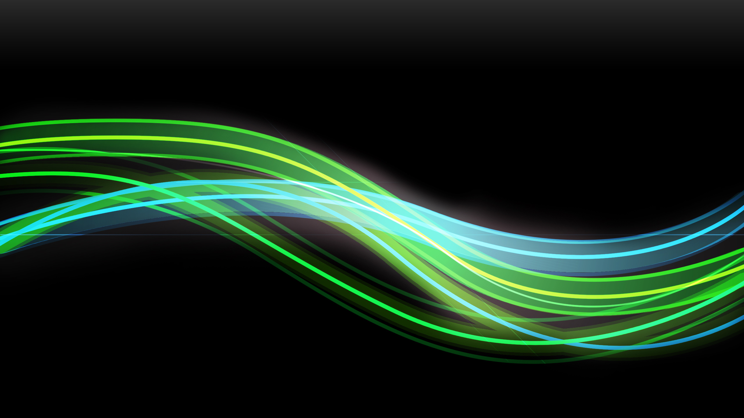 Обои свет, графика, цвет, зеленый, волна в разрешении 2560x1440