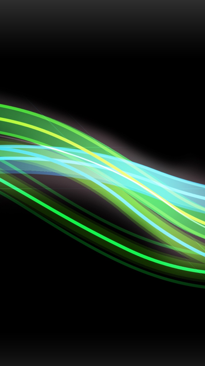 Обои свет, графика, цвет, зеленый, волна в разрешении 720x1280