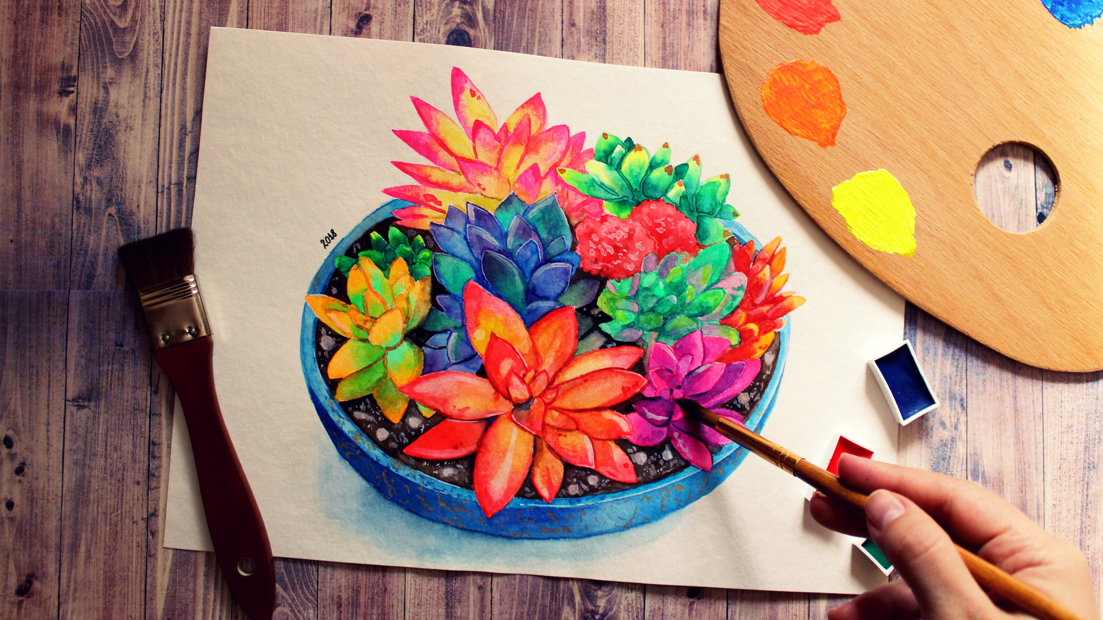 Обои рисование, акварельная живопись, живопись, артист, арт в разрешении 3840x2160