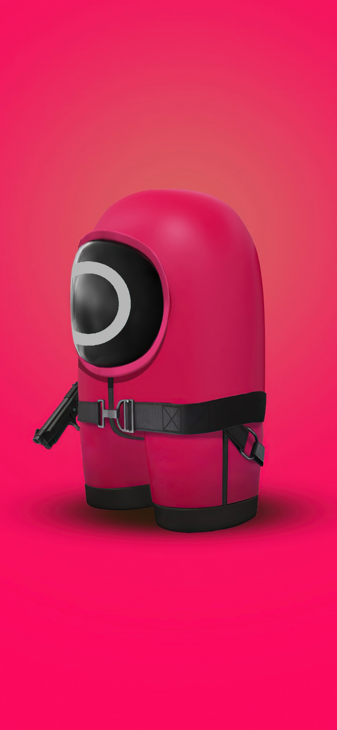 Обои игра в кальмара, крупный план, игрушка, звуковое оборудование, головной убор в разрешении 1125x2436