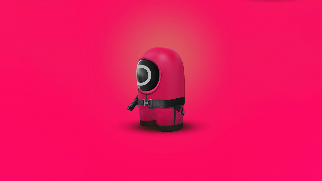 Обои игра в кальмара, крупный план, игрушка, звуковое оборудование, головной убор в разрешении 1280x720