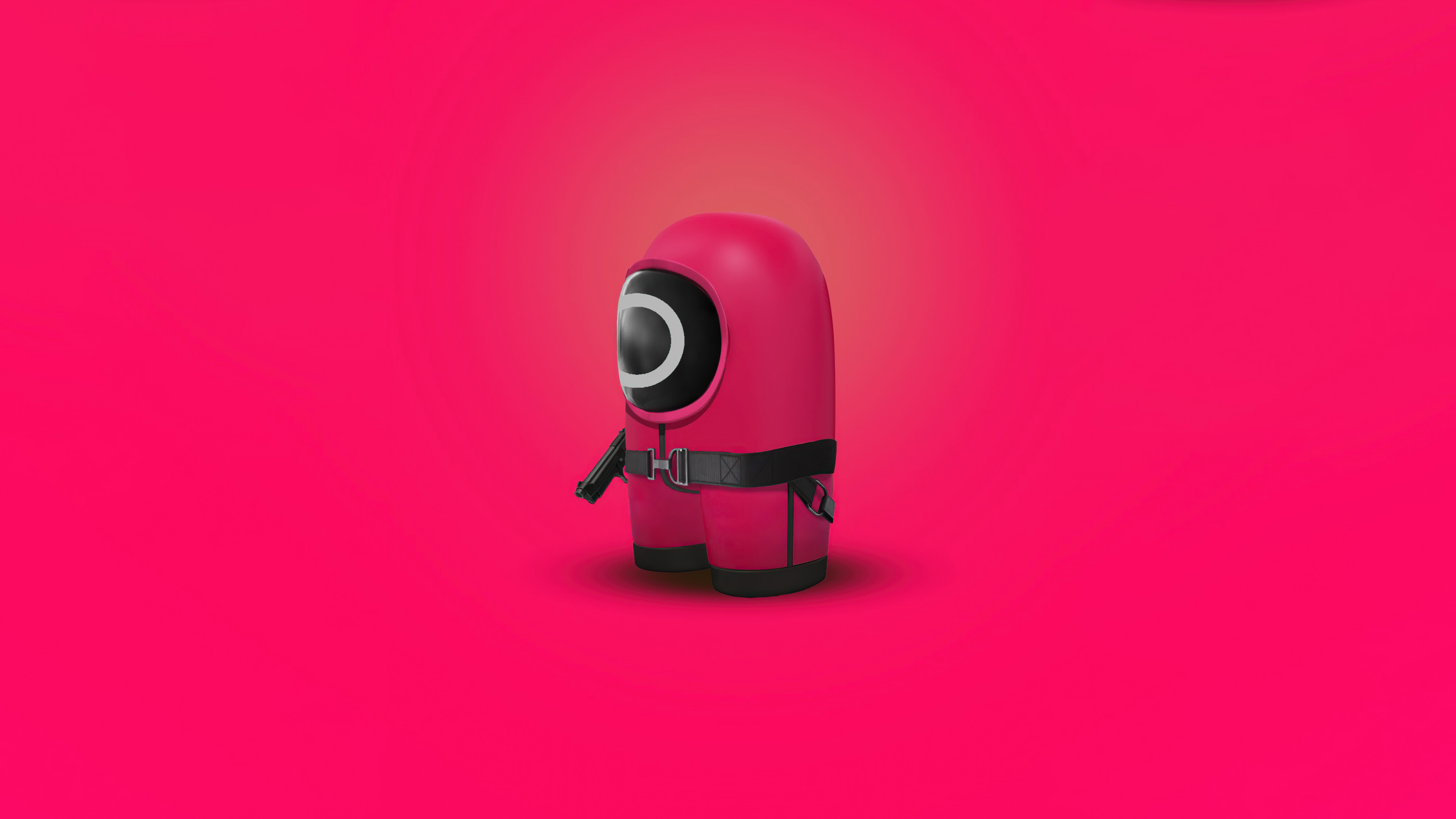 Обои игра в кальмара, крупный план, игрушка, звуковое оборудование, головной убор в разрешении 2560x1440