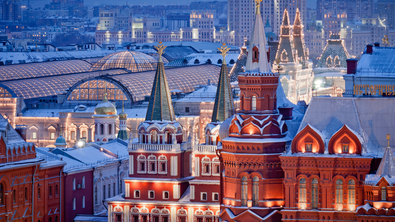 Обои Красная площадь, ориентир, город, городской район, метрополия в разрешении 1280x720