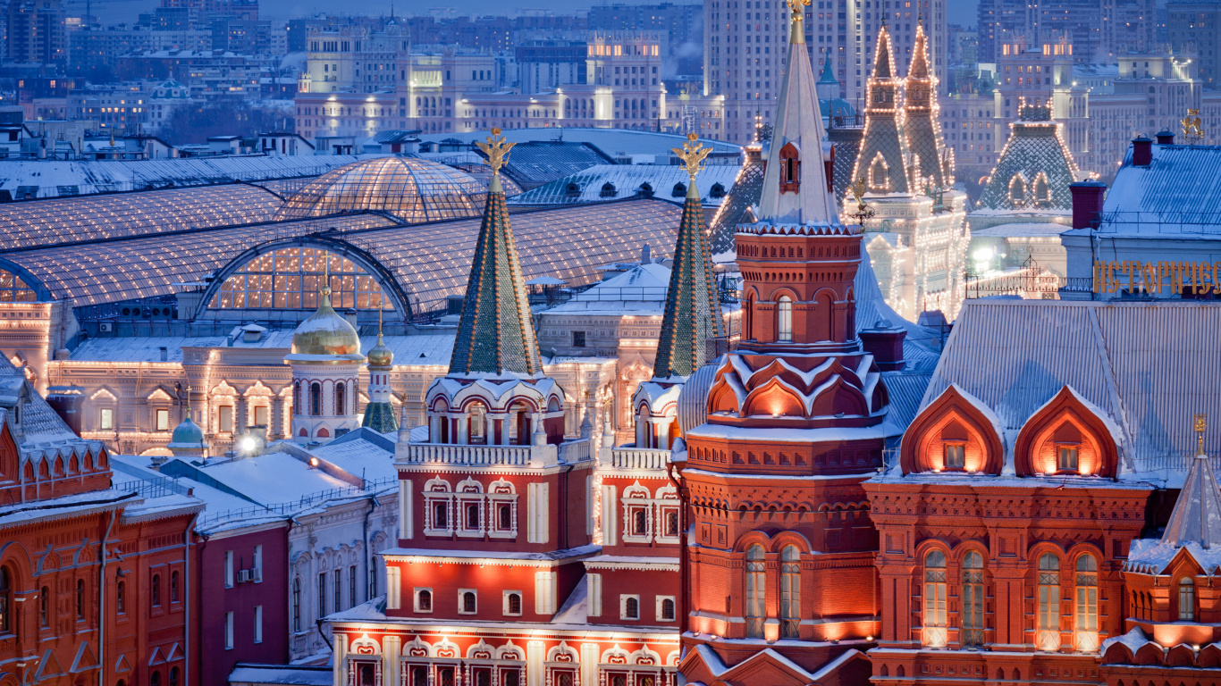 Обои Красная площадь, ориентир, город, городской район, метрополия в разрешении 1366x768