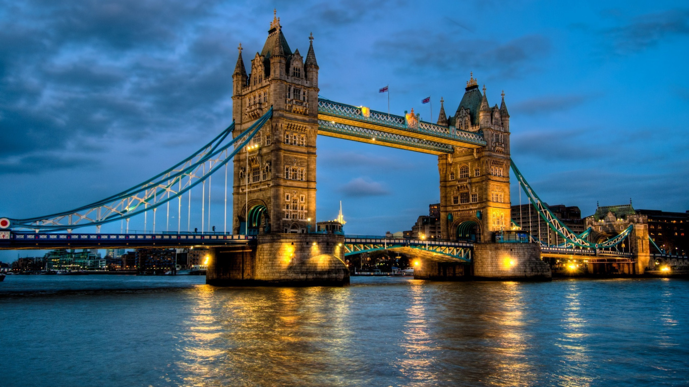 Обои тауэрский мост, мост, ориентир, город, сумрак в разрешении 1366x768