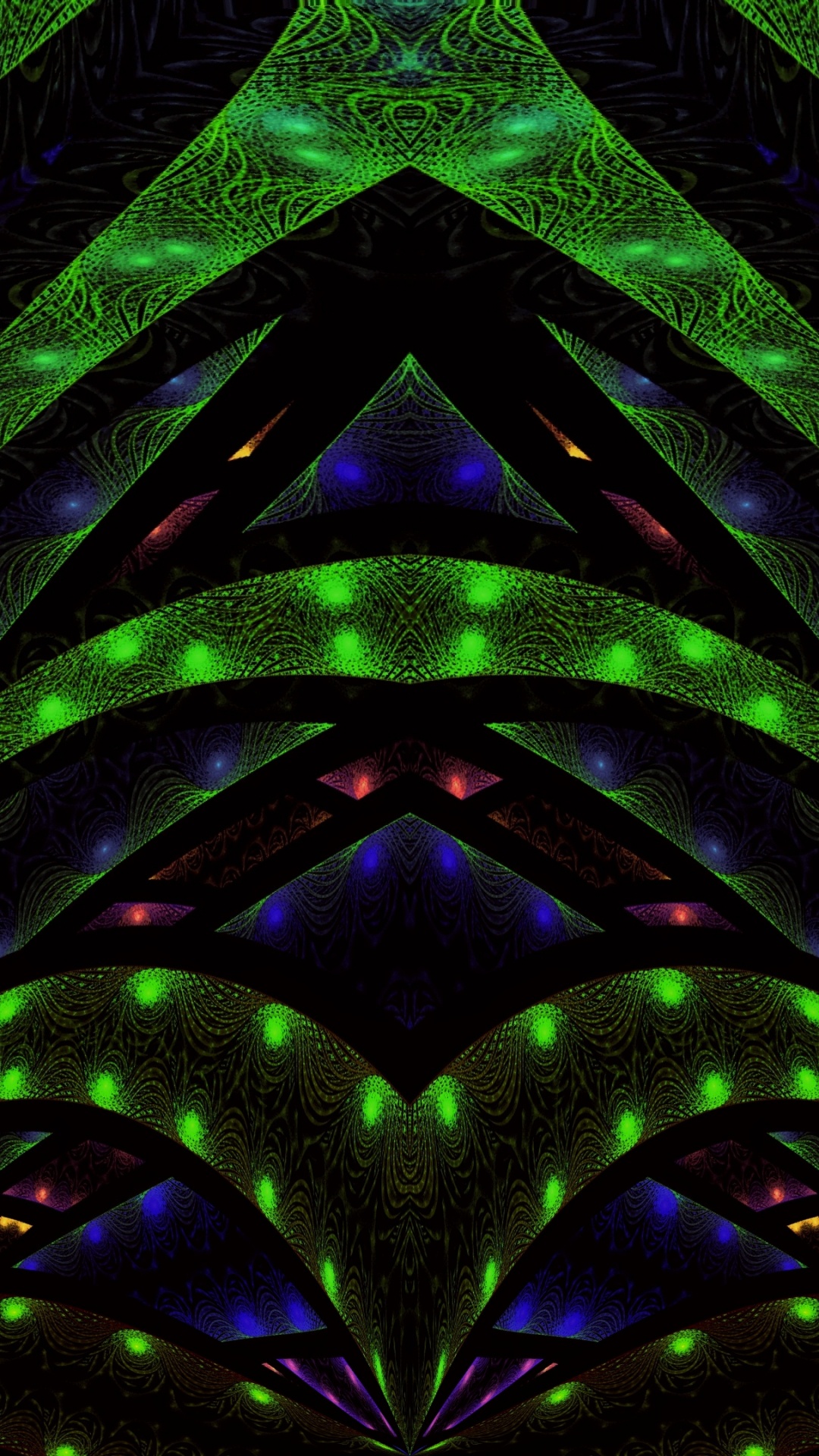 Обои абстракция, психоделическое искусство, арт, симметрия, зеленый в разрешении 1080x1920