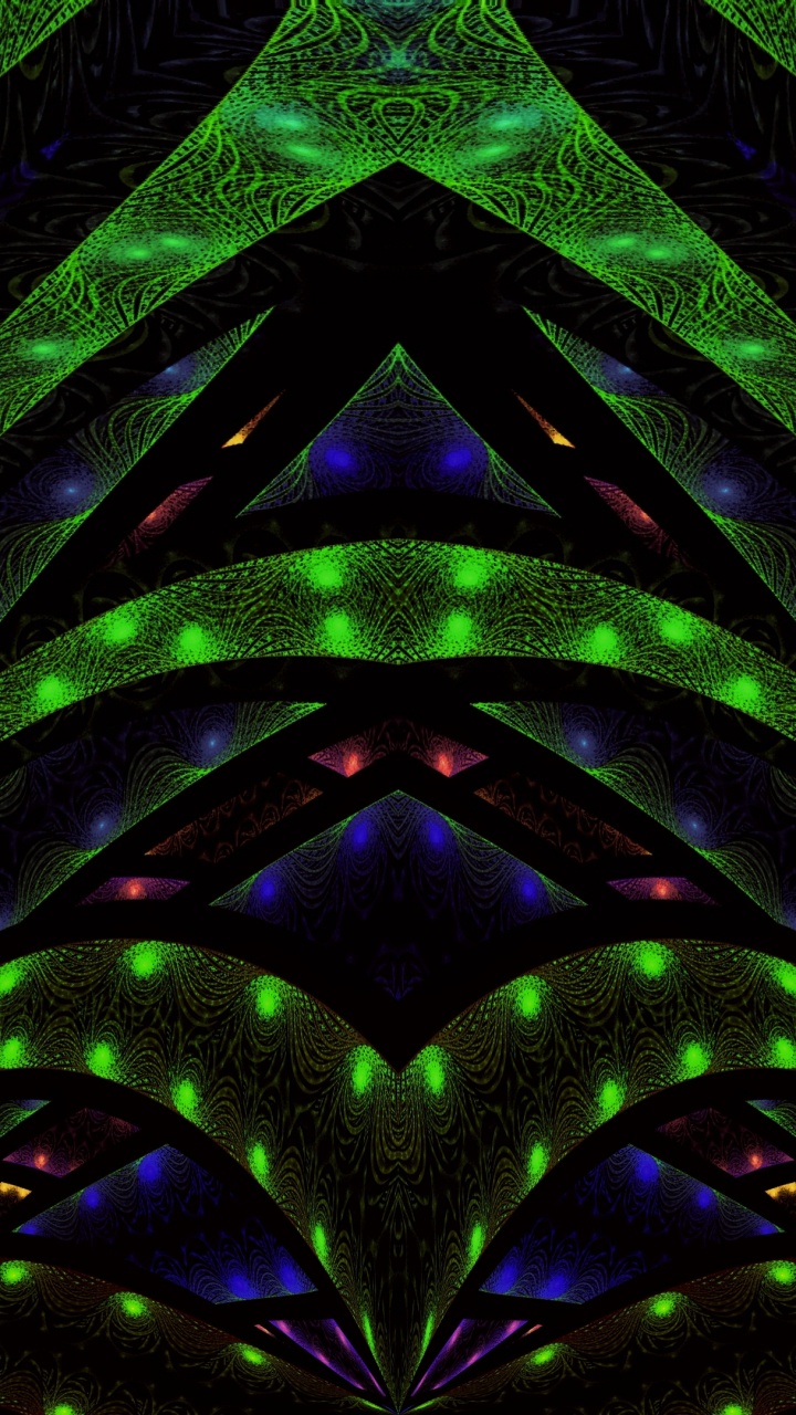 Обои абстракция, психоделическое искусство, арт, симметрия, зеленый в разрешении 720x1280