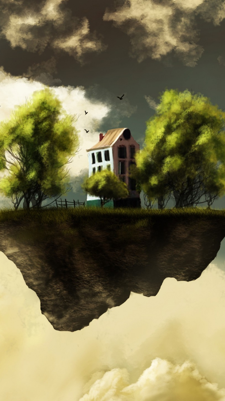 Обои пейзаж, вода, отражение, облако, дерево в разрешении 750x1334