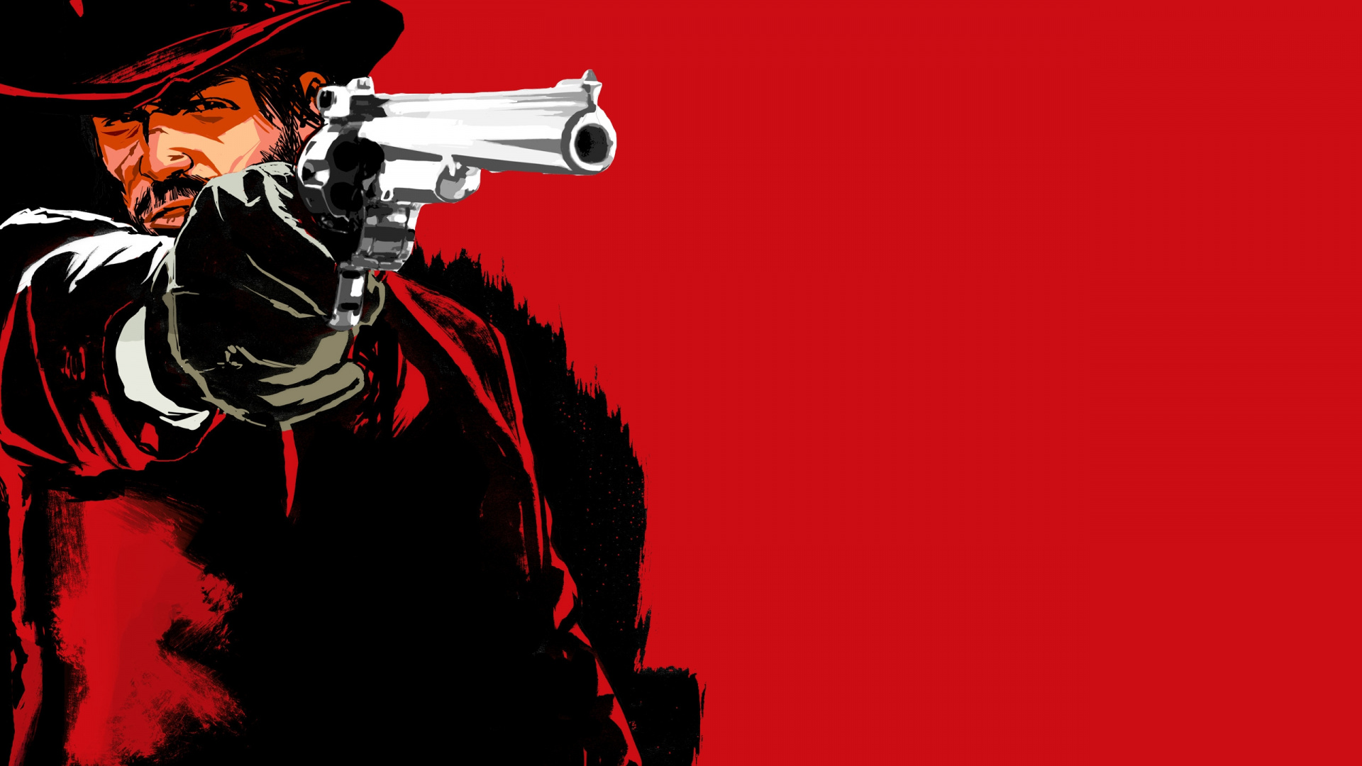 Обои red dead redemption, иллюстрация, пистолет, шляпа, ковбой в разрешении 1920x1080