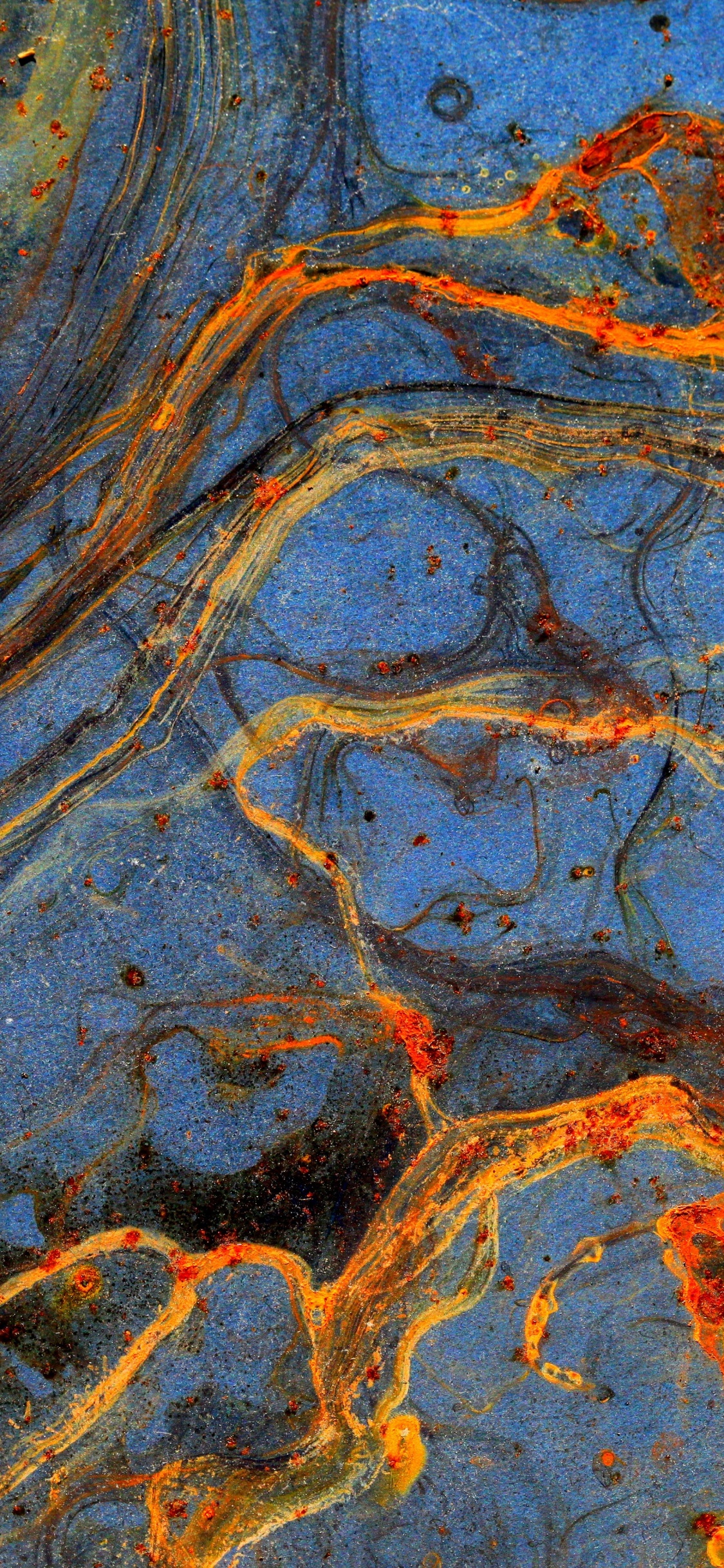 Обои живопись, рок, геология, узор, лава в разрешении 1125x2436