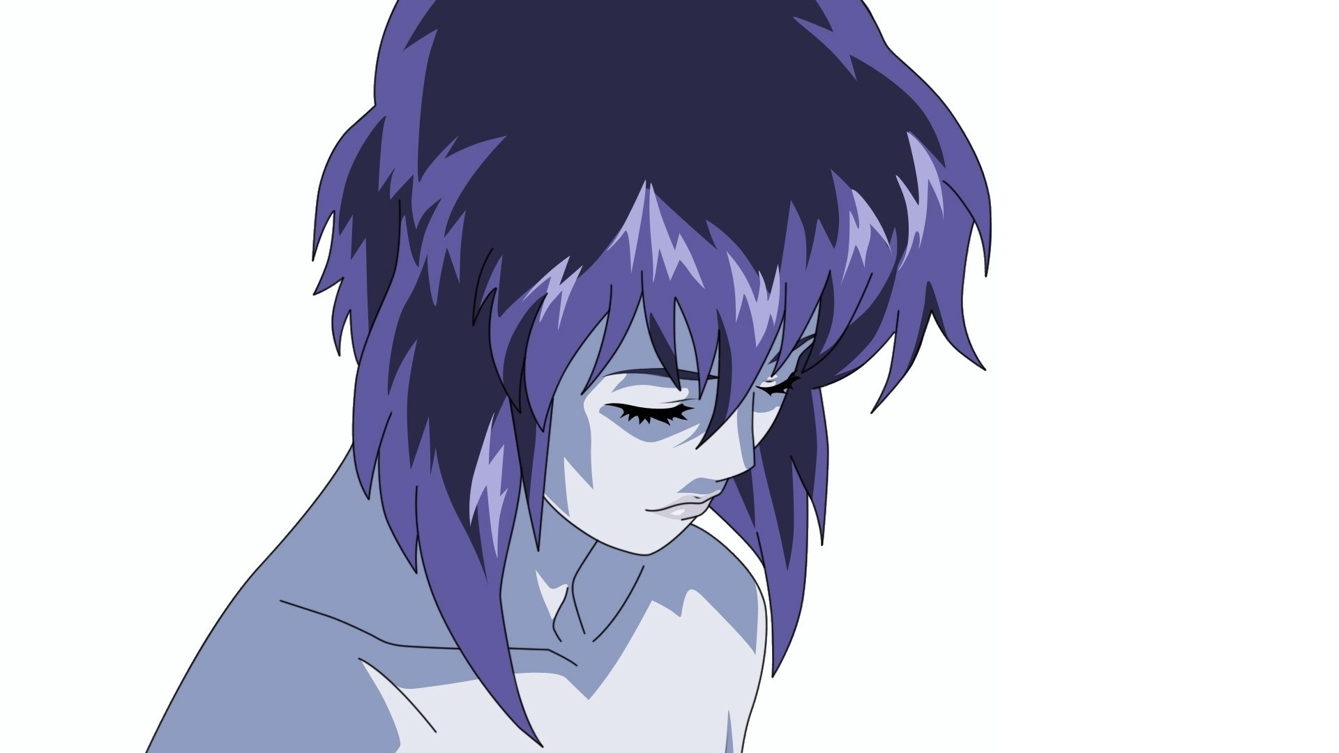 Обои Призрак в доспехах, мотоко кусанаги, волосы, Фиолетовый, пурпур в разрешении 1920x1080