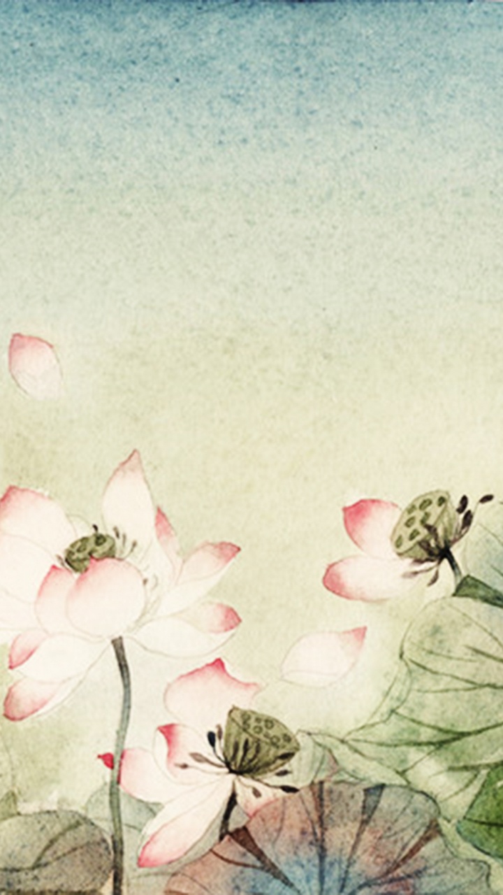 Обои акварельная живопись, акварельные краски, цветок, растение, иллюстрация в разрешении 720x1280