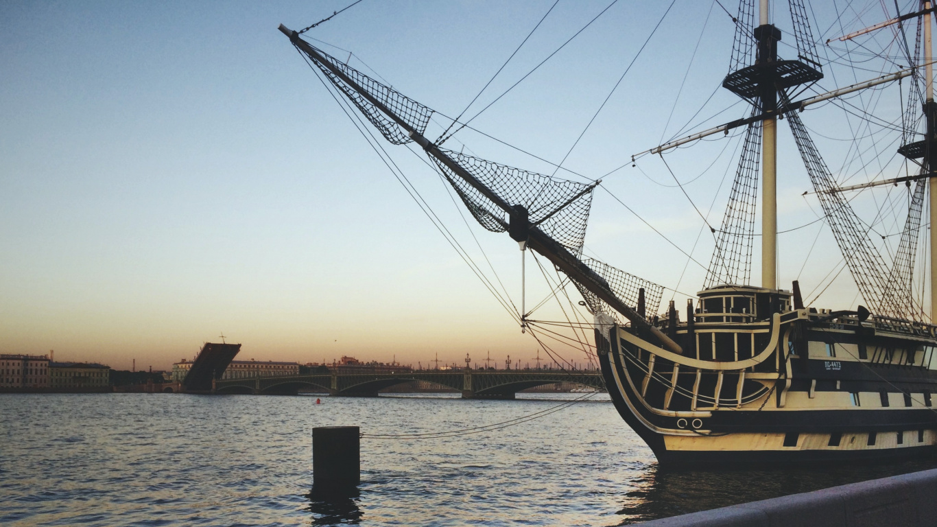 Обои фрегат Благодать, парусник, каравелла, высокий корабль, судно в разрешении 1366x768