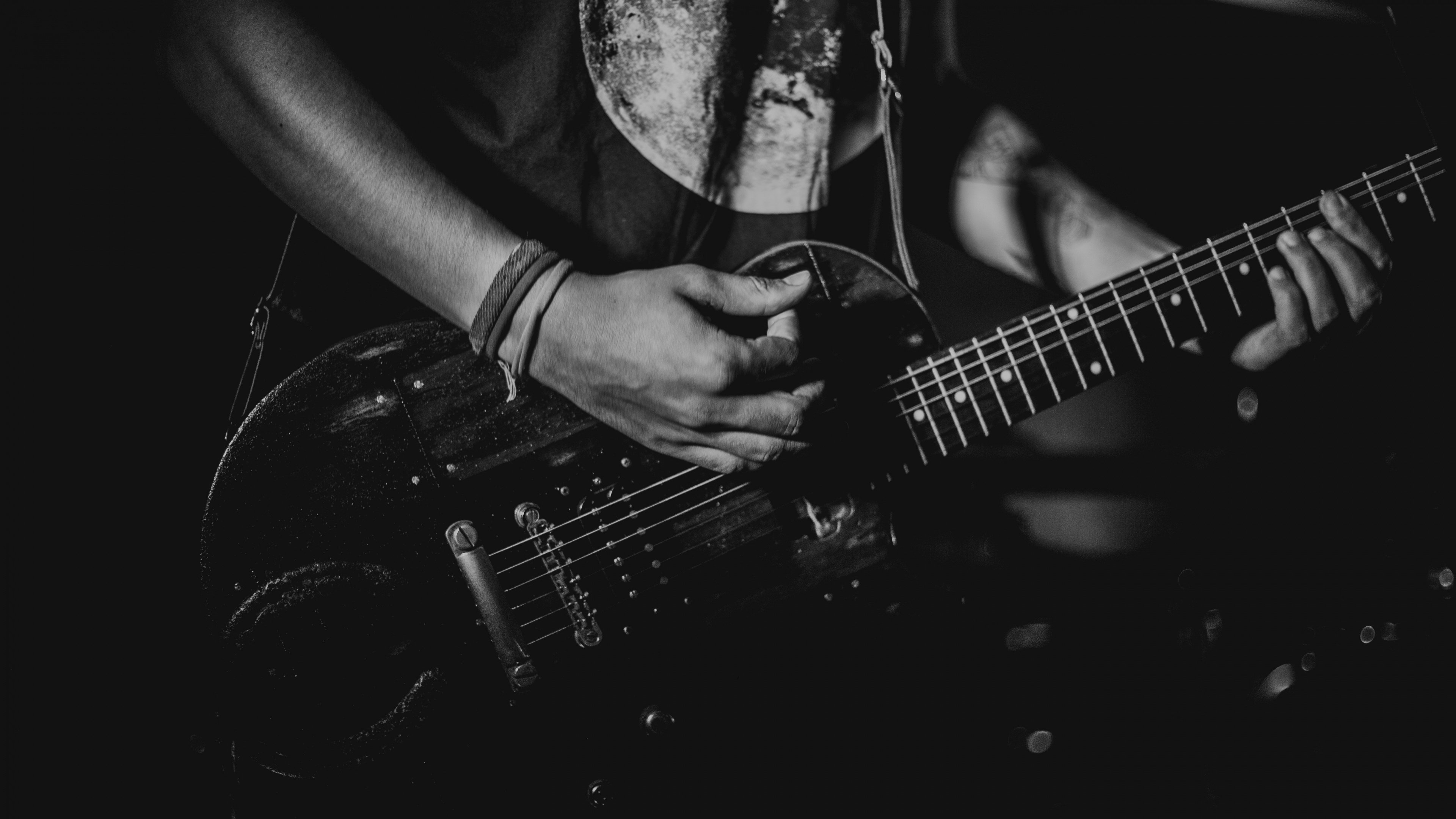 Обои гитара, басгитара, электрогитара, струнный инструмент, акустическая гитара в разрешении 3840x2160