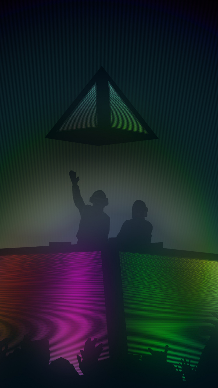 Обои дафт панк, электронная танцевальная музыка, Хаус музыка, электрохаус, свет в разрешении 750x1334