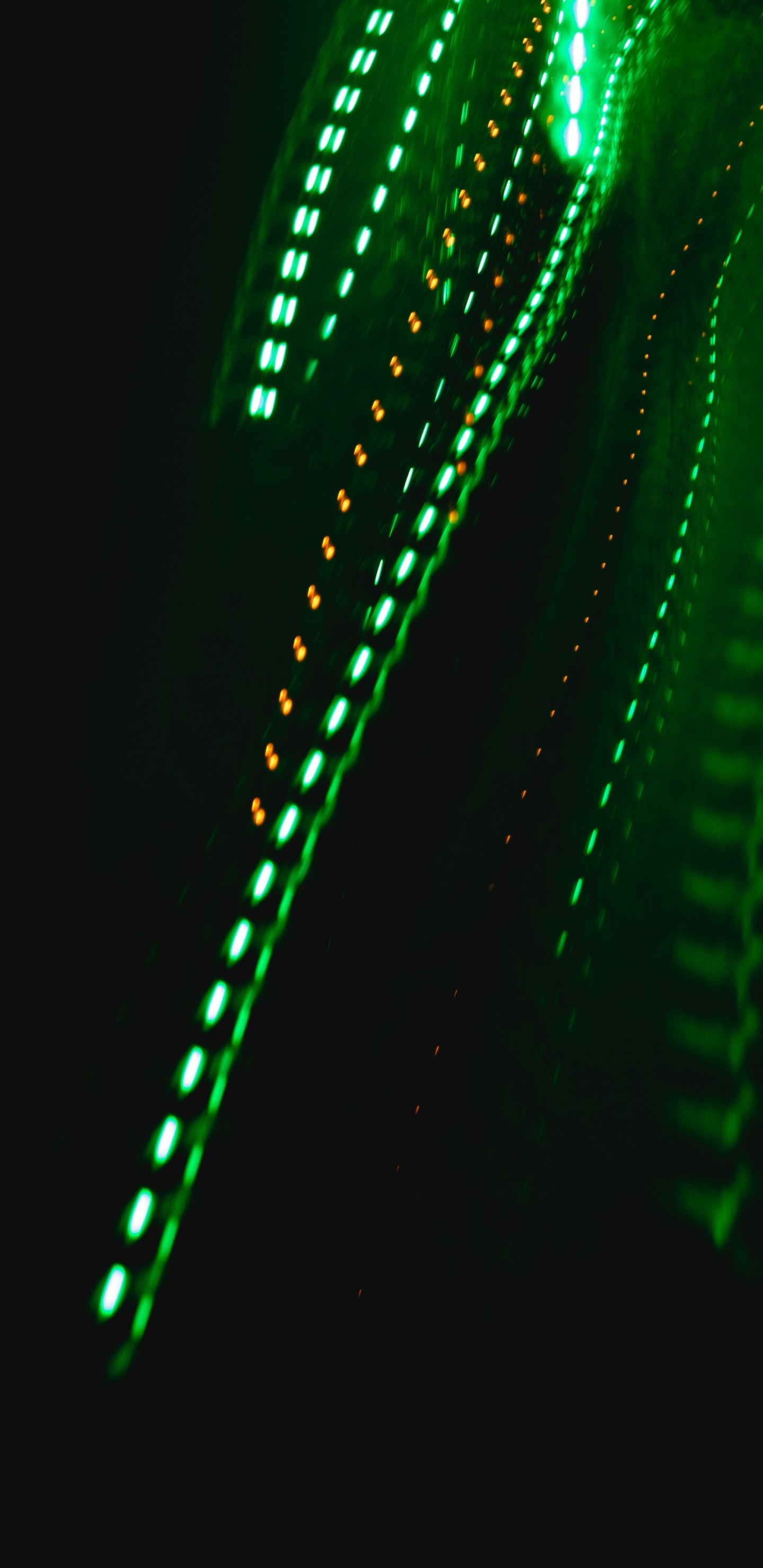 Обои зеленый, свет, технологии, лазер, Визуальный эффект освещения в разрешении 1440x2960