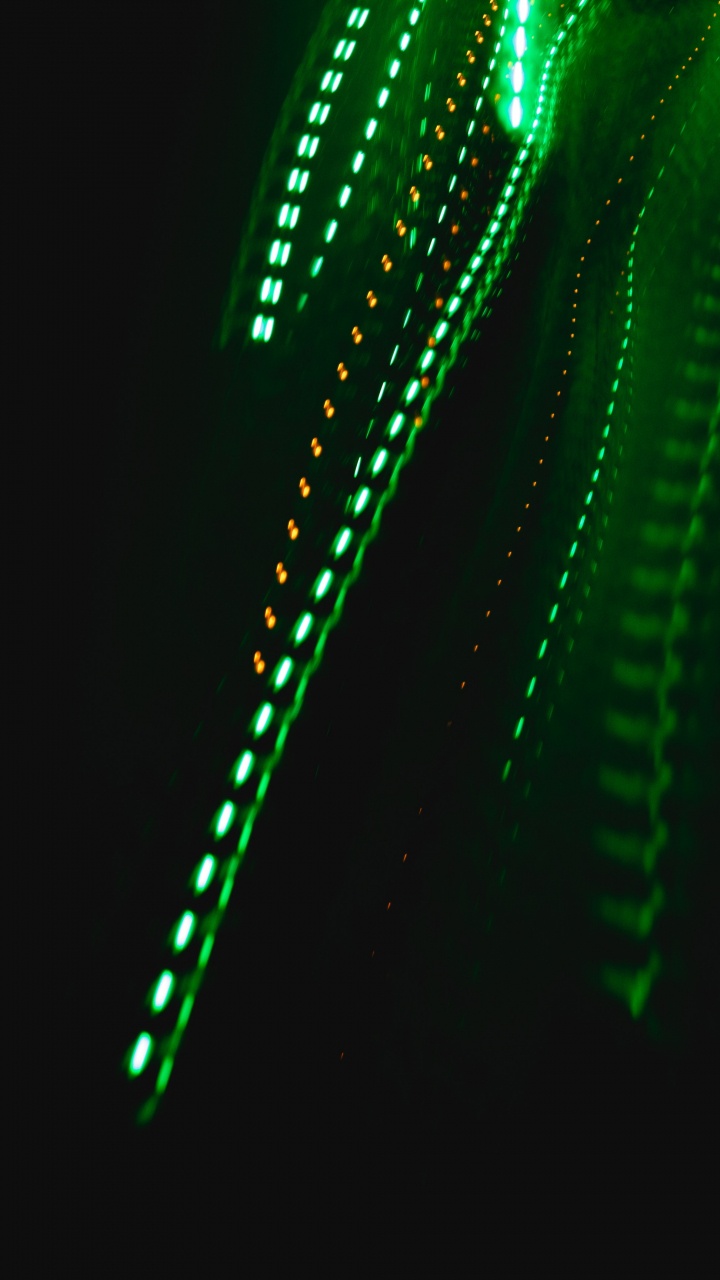 Обои зеленый, свет, технологии, лазер, Визуальный эффект освещения в разрешении 720x1280