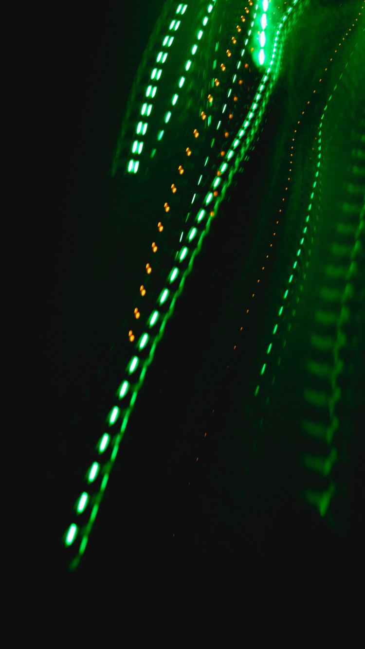 Обои зеленый, свет, технологии, лазер, Визуальный эффект освещения в разрешении 750x1334