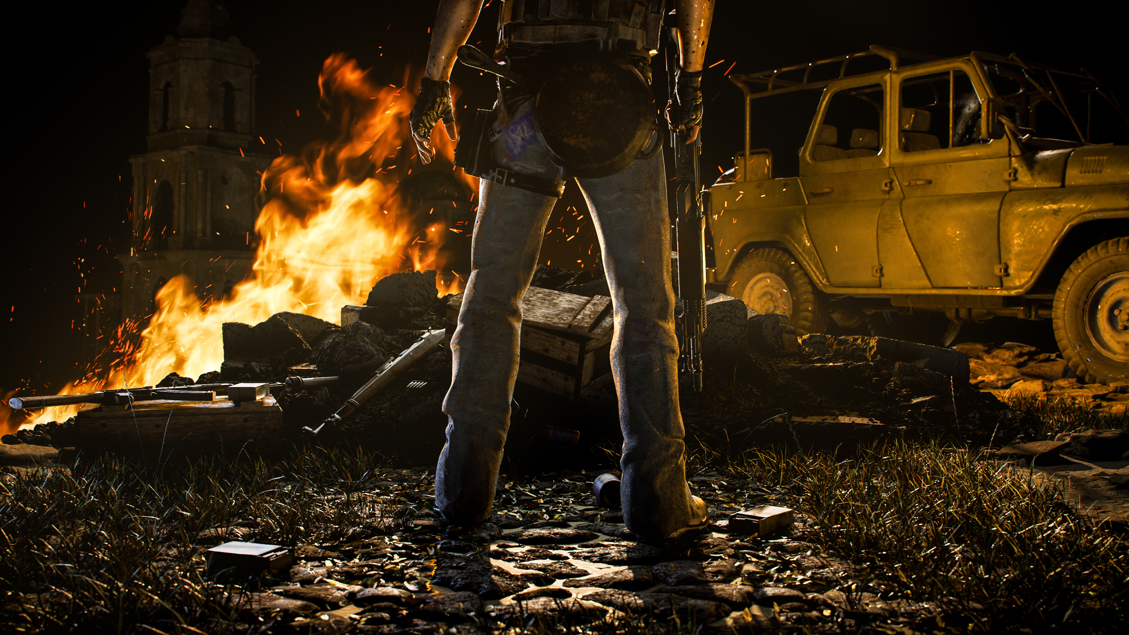 Обои огонь, пламя, событие, тепло, авто в разрешении 3840x2160