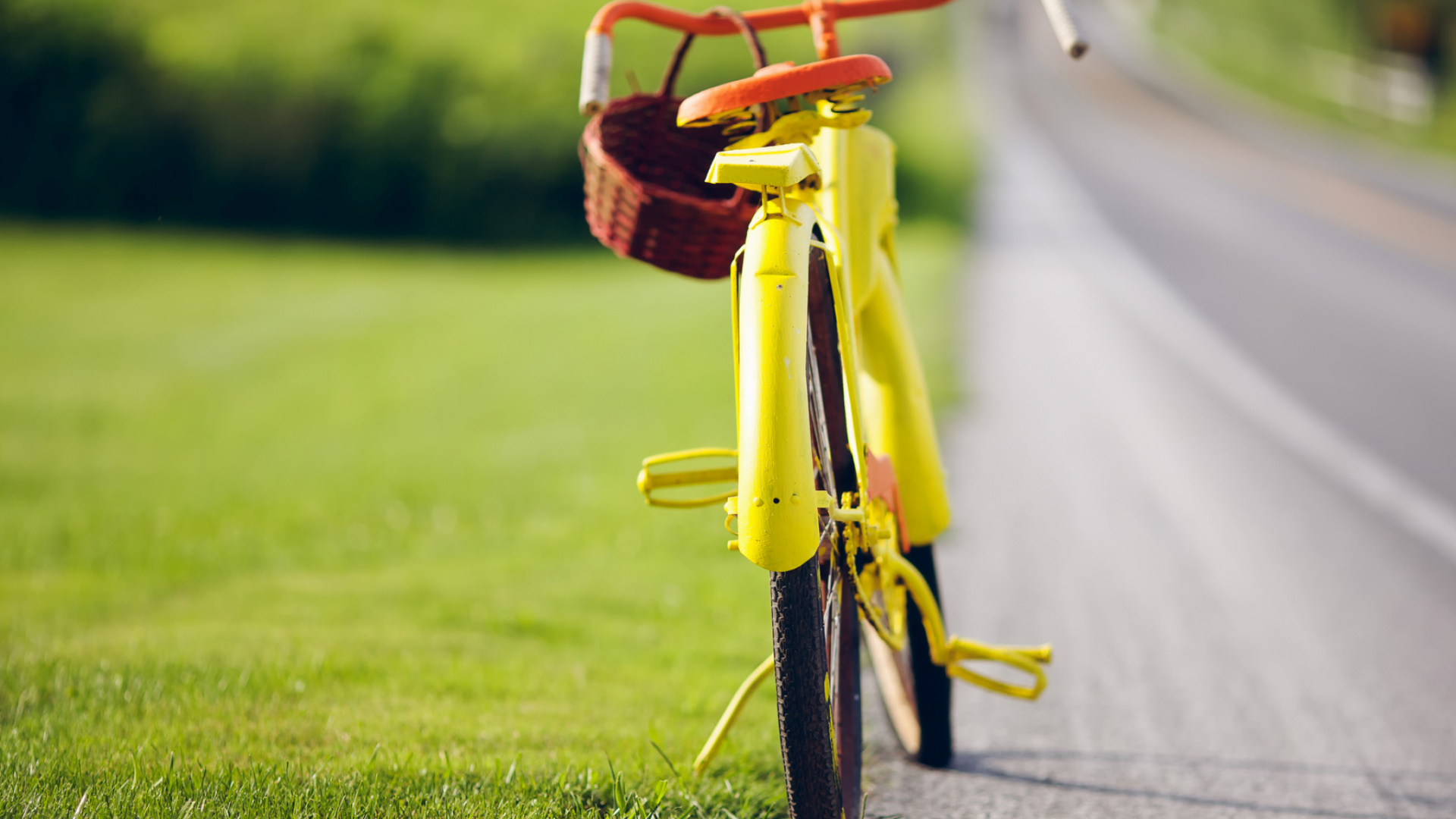 Обои велосипед, Велоспорт, дорожный велосипед, желтый, велосипед аксессуар в разрешении 1920x1080