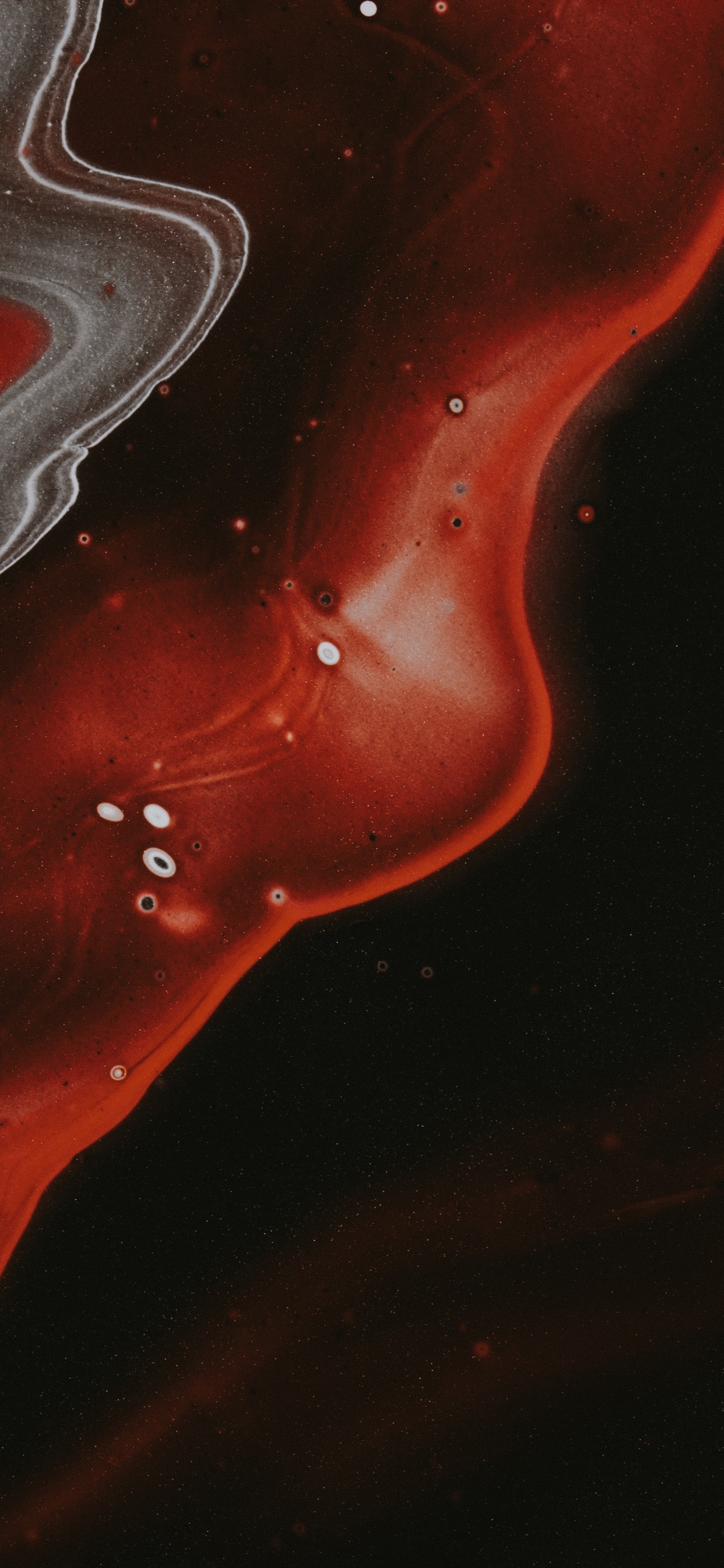 Обои атмосфера, красный белый черный, живопись, вода, жидкий в разрешении 1242x2688