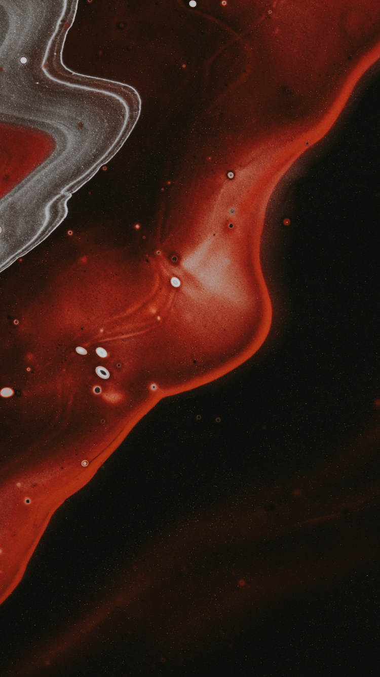 Обои атмосфера, красный белый черный, живопись, вода, жидкий в разрешении 750x1334