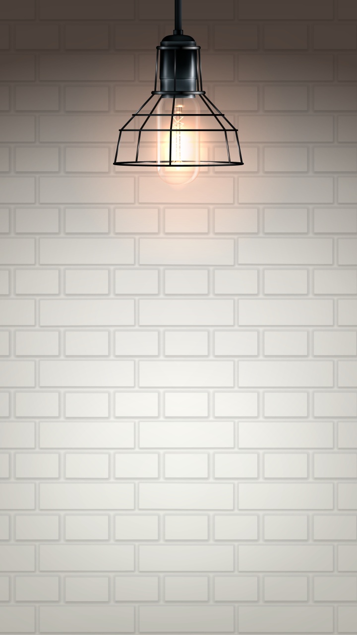 Обои осветительная арматура, электрическое освещение, кирпич, стена, линия в разрешении 720x1280