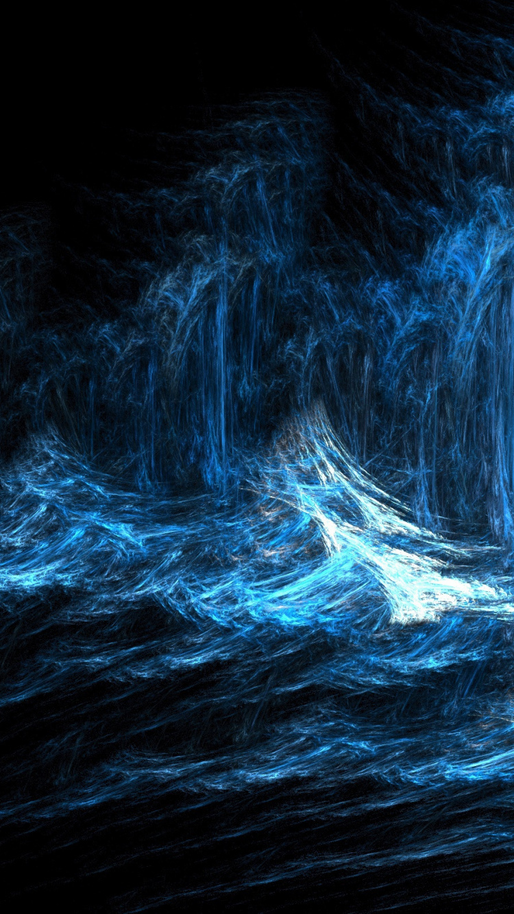 Обои живопись, синий, вода, черный, свет в разрешении 750x1334