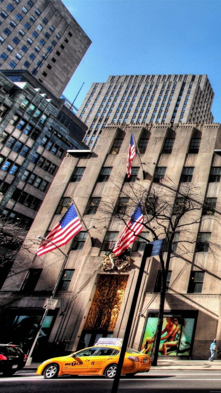 Обои рокфеллеровский центр, небоскреб, город, ориентир, городской район в разрешении 750x1334