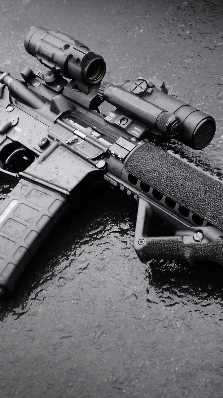 Обои карабин M4, орудие, огнестрельное оружие, триггер, ствол в разрешении 720x1280