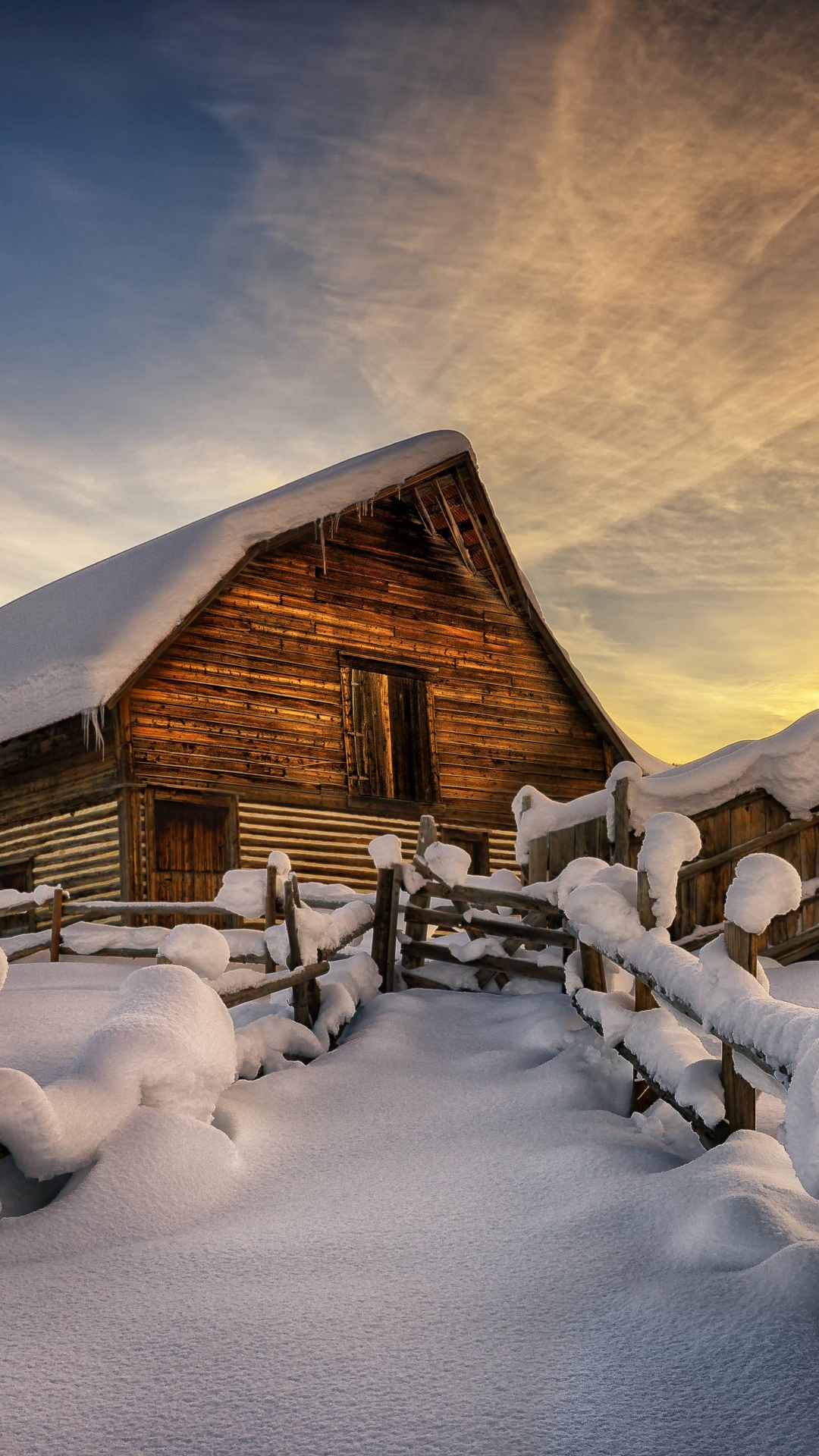 Обои снег, зима, замораживание, архитектура, пейзаж в разрешении 1080x1920