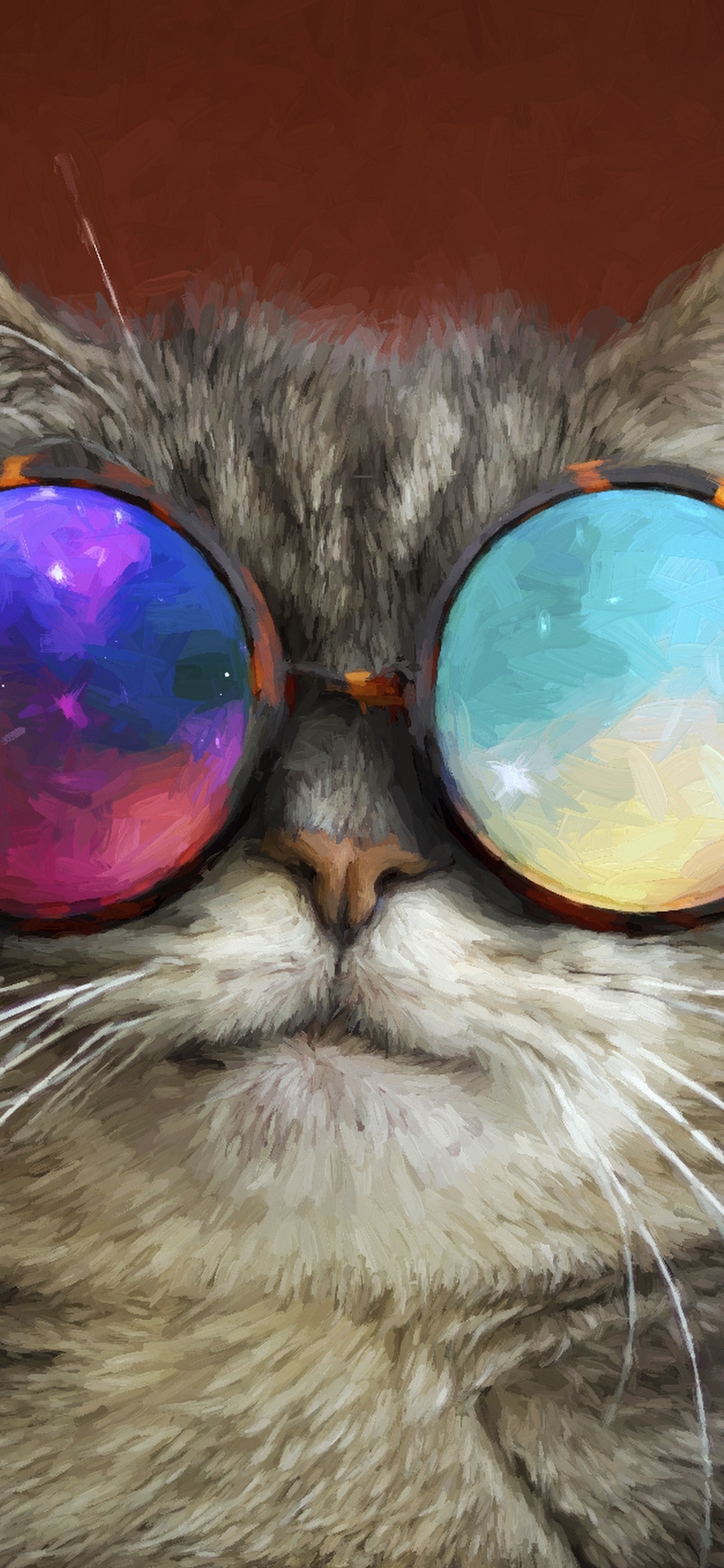 Обои Кошачий глаз очки, бакенбарды, кот, кошачьих, нос в разрешении 1242x2688