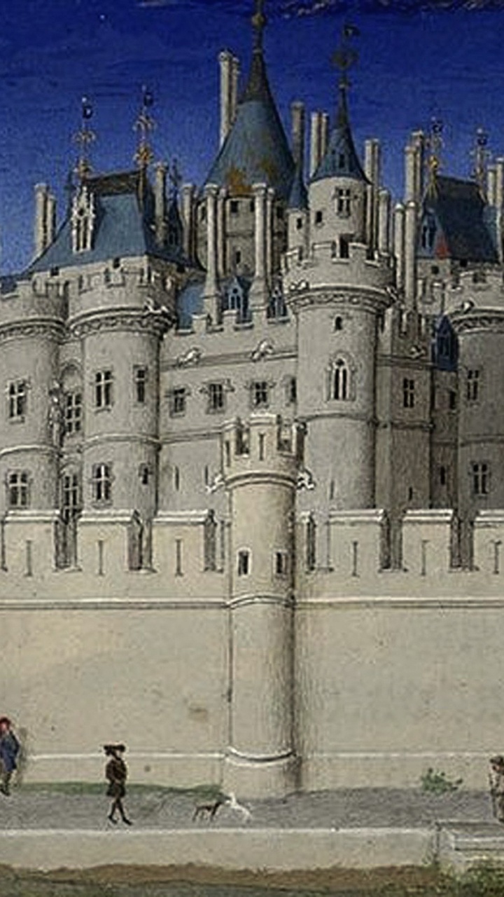 Обои ТРС богатств часа Ле Дык де Берри, Братьев Лимбург, Часослов, средневековая архитектура, ориентир в разрешении 720x1280